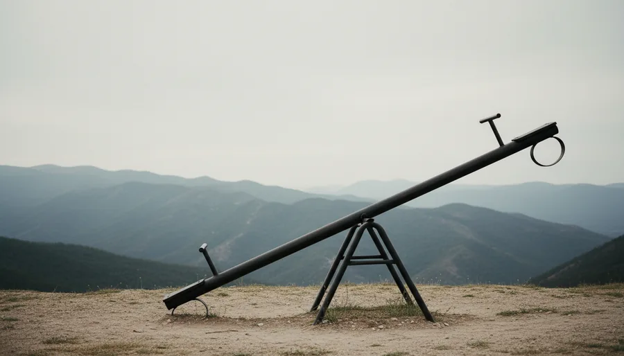 A seesaw balanced on a beach, a metaphor for the impossible balance of moderate drinking
